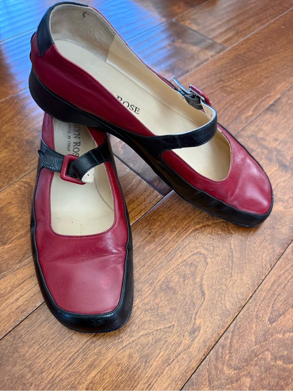 Taryn Rose Red and Black Mary Jane Flats